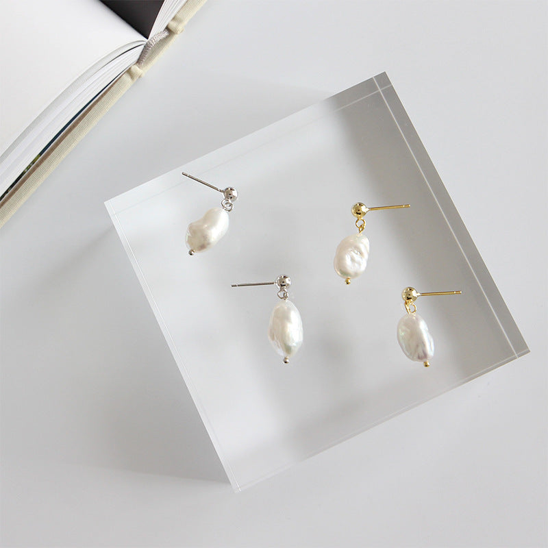 18k Gold Plated Baroque Pearl Dangling Earrings