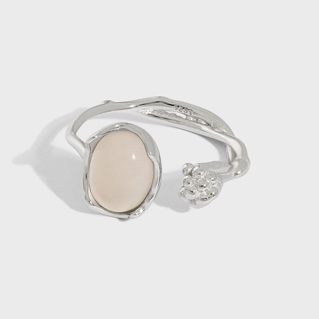 18k Yellow Gold Oval Natural Agate Ring