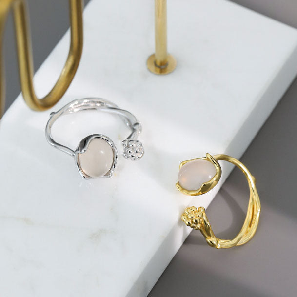 18k Yellow Gold Oval Natural Agate Ring