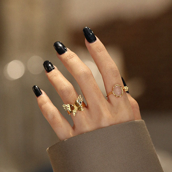 18k Yellow Gold Oval Natural Agate Ring