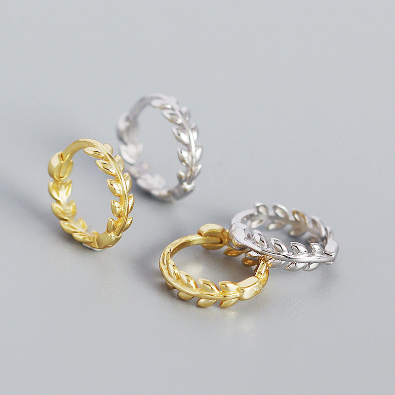 18k Gold Plated Laurel Leave Hoop Earrings