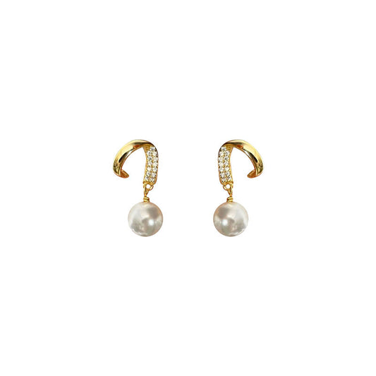 18k Gold Plated Shell Pearl Dangling Earrings