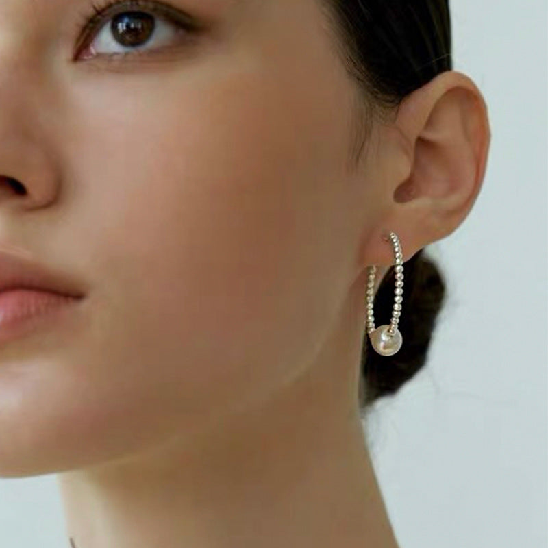 Round Pearls Circle Hoop Earrings