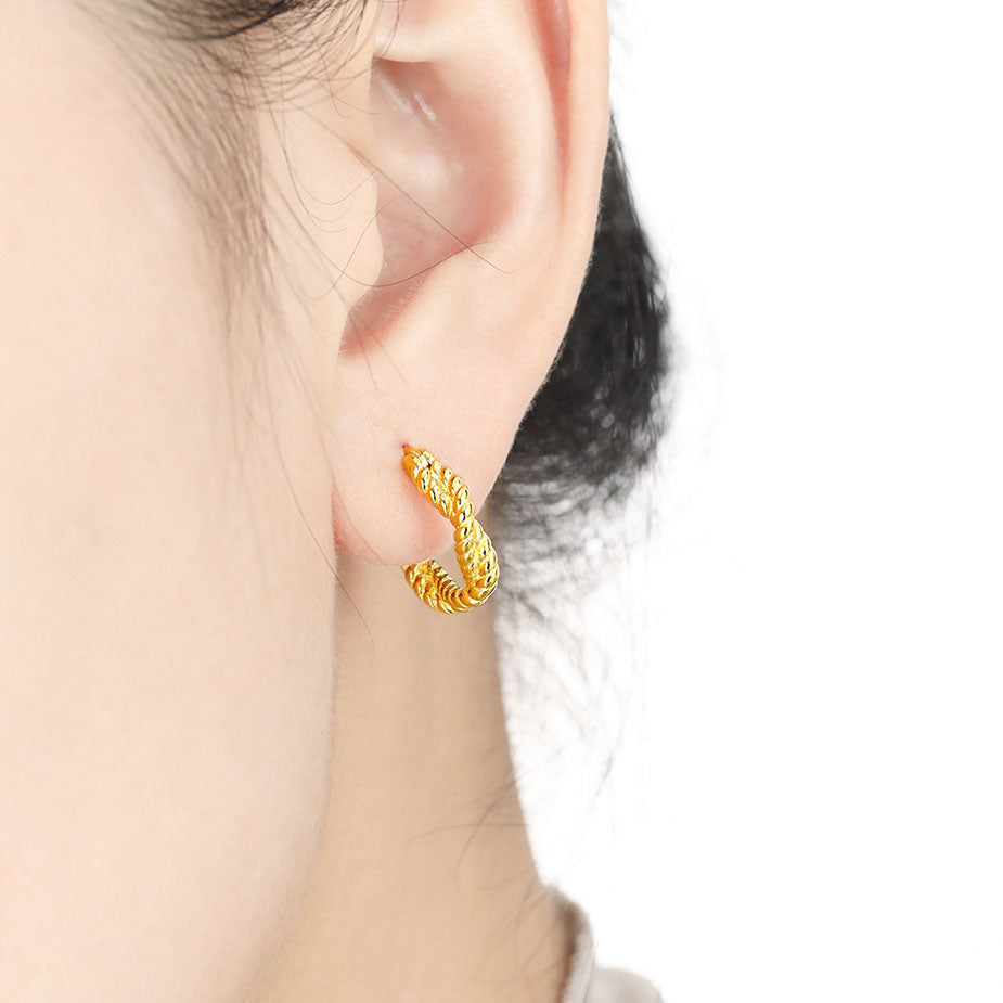 18k Gold Plated Braid Hoop Earrings