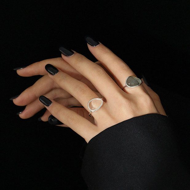 18k Gold Plated Natural Moonstone Crystal Adjustable Ring