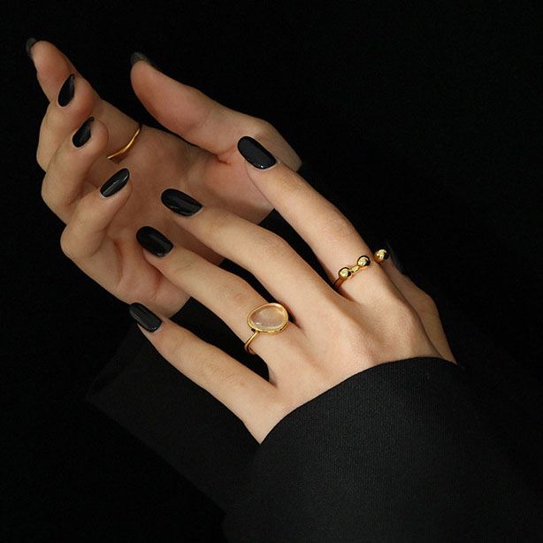 18k Gold Plated Natural Moonstone Crystal Adjustable Ring