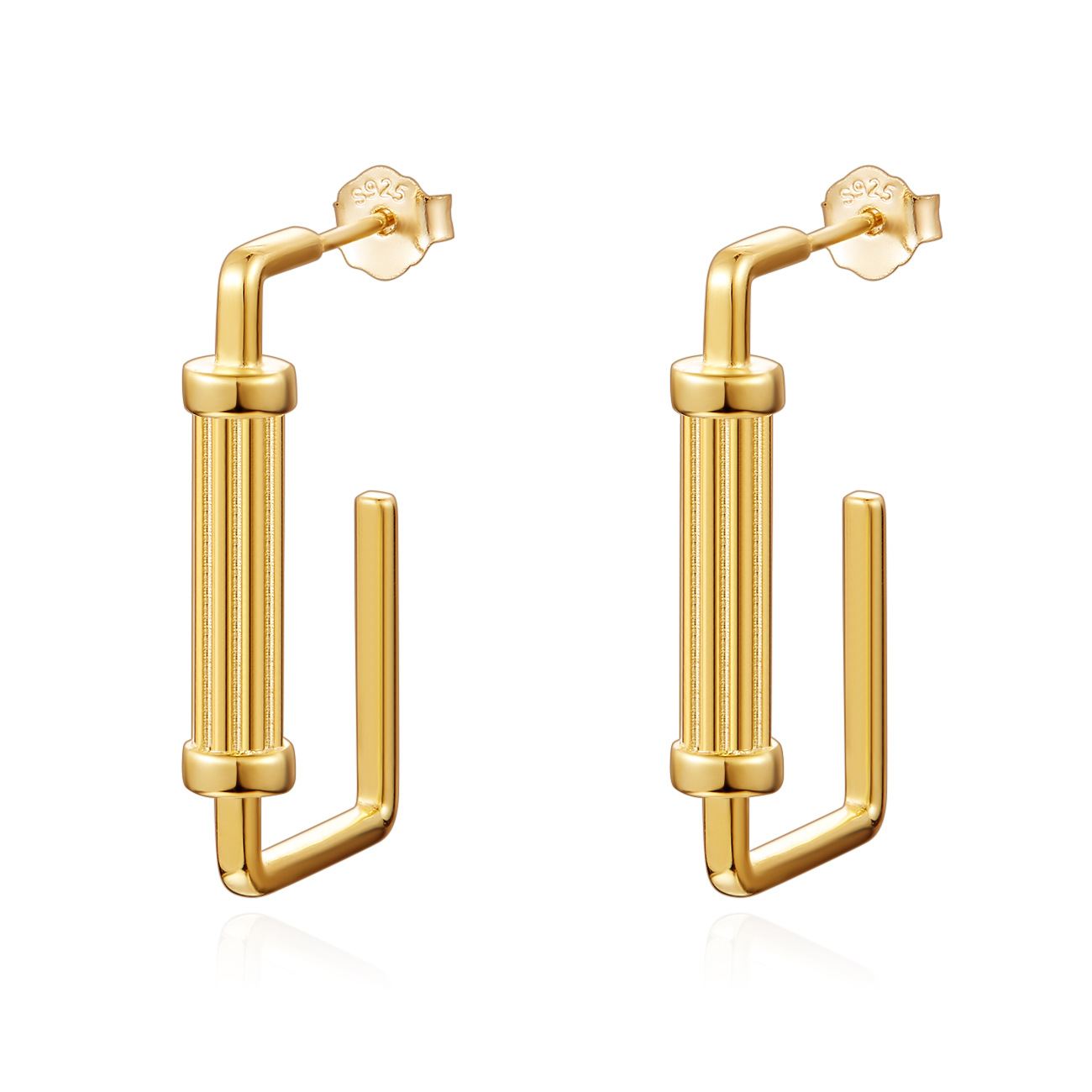 18k Gold Plated Architectural Dangling Earrings