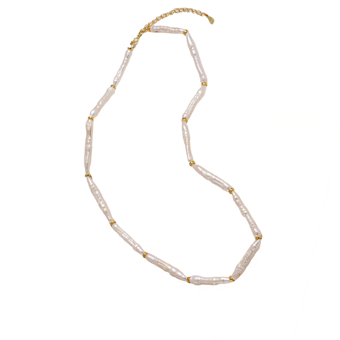 18k Gold Bar Pearl Necklace