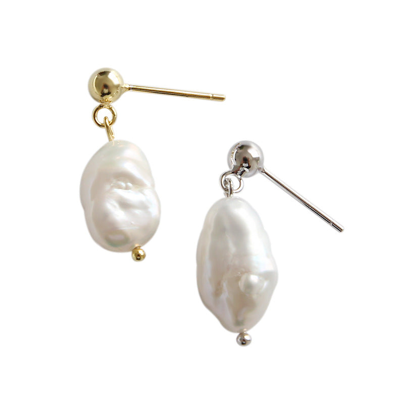 18k Gold Plated Baroque Pearl Dangling Earrings