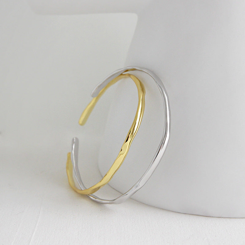 18k Gold Plated Wave Open Bangle