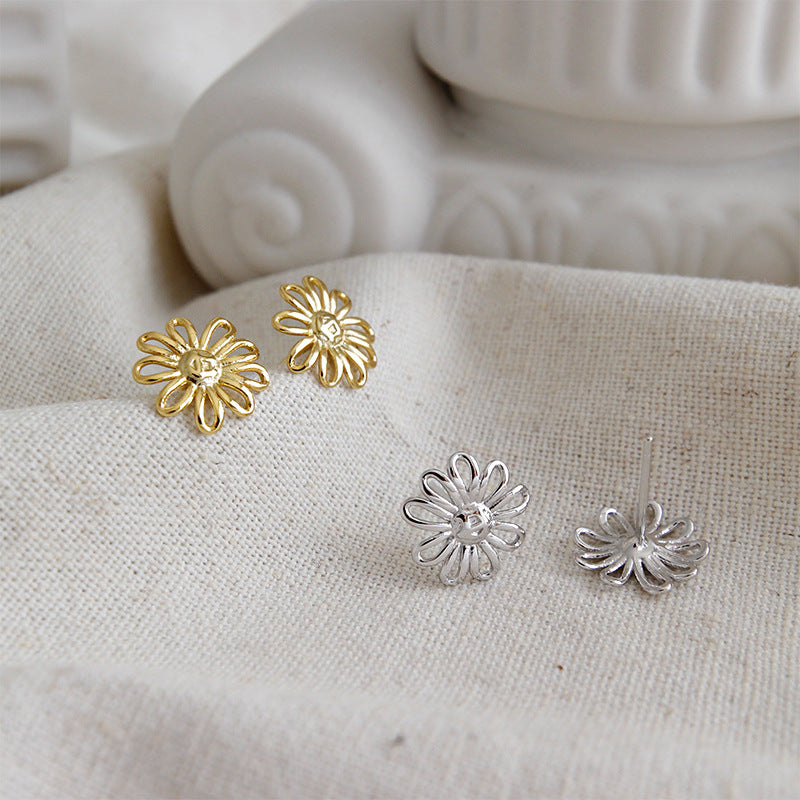 18k Gold Plated Sunflower Stud Earrings