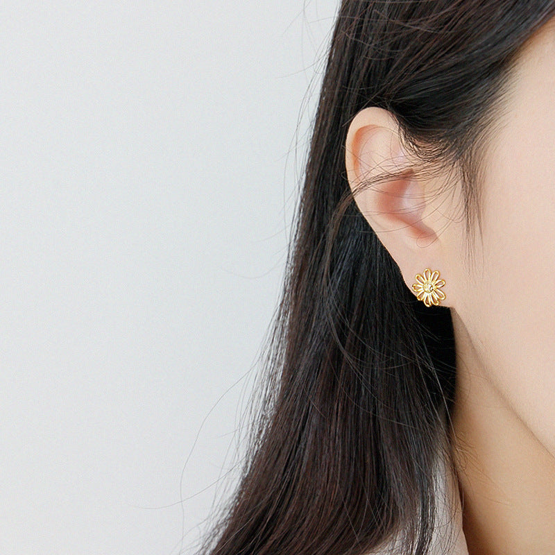 18k Gold Plated Sunflower Stud Earrings