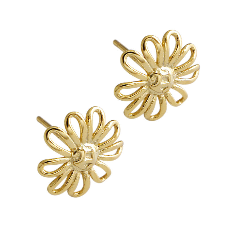 18k Gold Plated Sunflower Stud Earrings