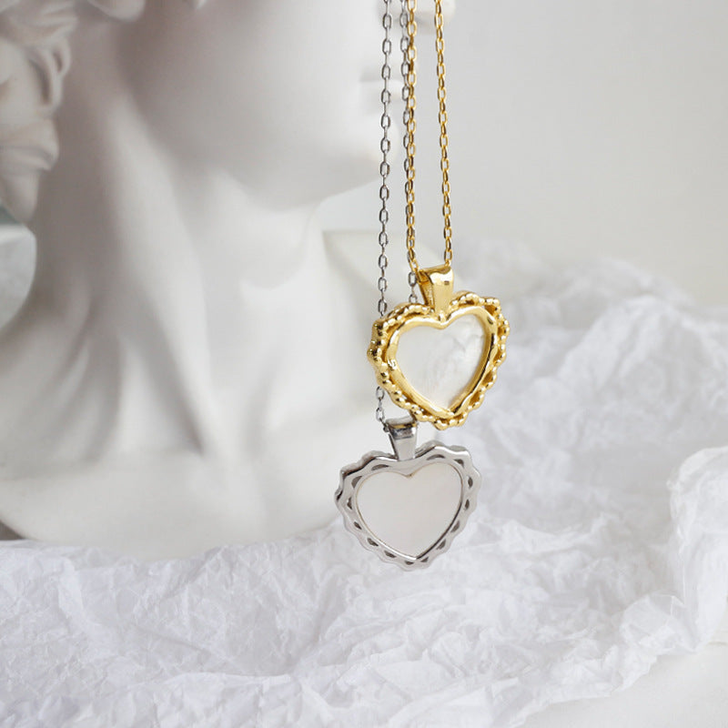 18k Gold Plated Mother of Pearl Heart Necklace