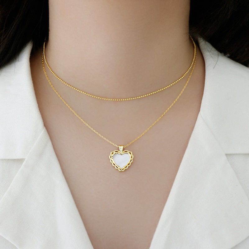 18k Gold Plated Mother of Pearl Heart Necklace