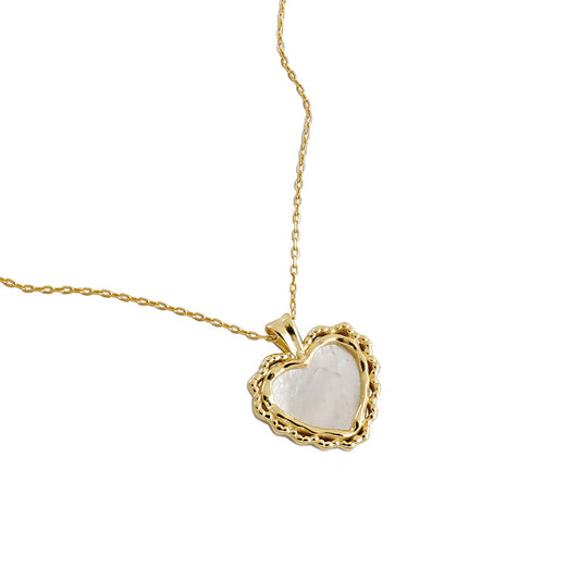 18k Gold Plated Mother of Pearl Heart Necklace