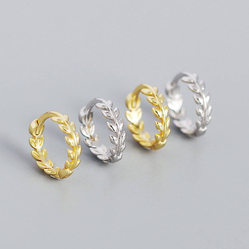 18k Gold Plated Laurel Leave Hoop Earrings