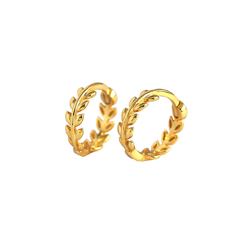 18k Gold Plated Laurel Leave Hoop Earrings