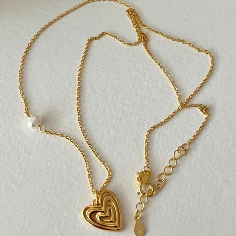 18k Gold Plated Heart Shell Pearl Necklace