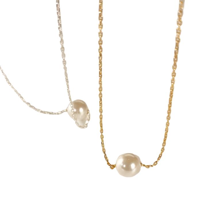 18k Gold Plated Round Shell Pearl Necklace