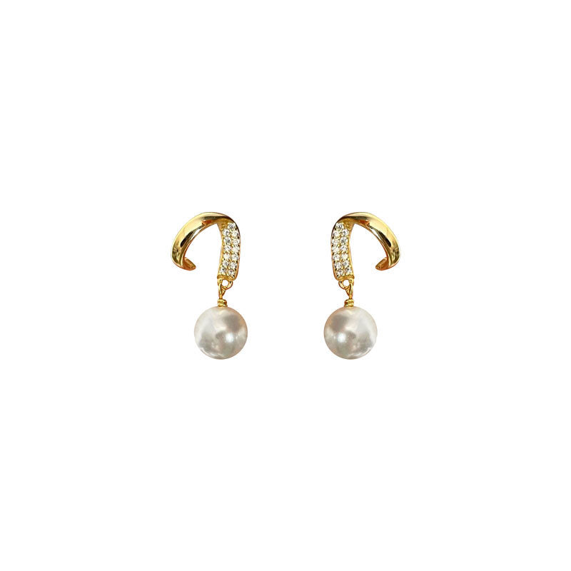 18k Gold Plated Shell Pearl Dangling Earrings