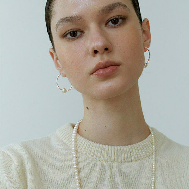 Round Pearls Circle Hoop Earrings