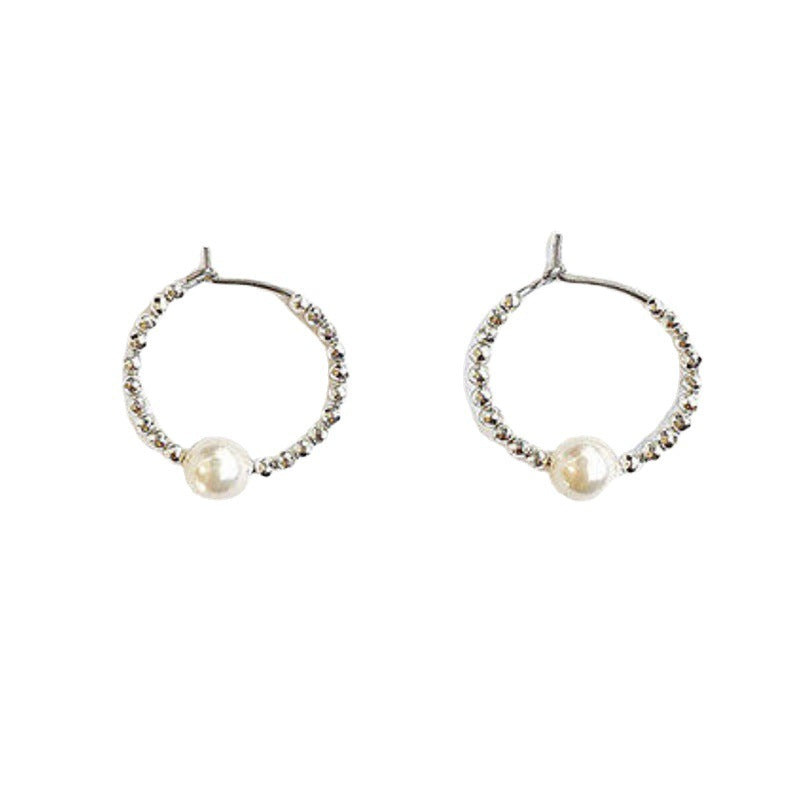 Round Pearls Circle Hoop Earrings