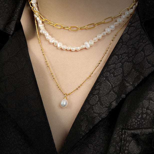 18k Gold Plated Lumina Drop Pearl Necklace