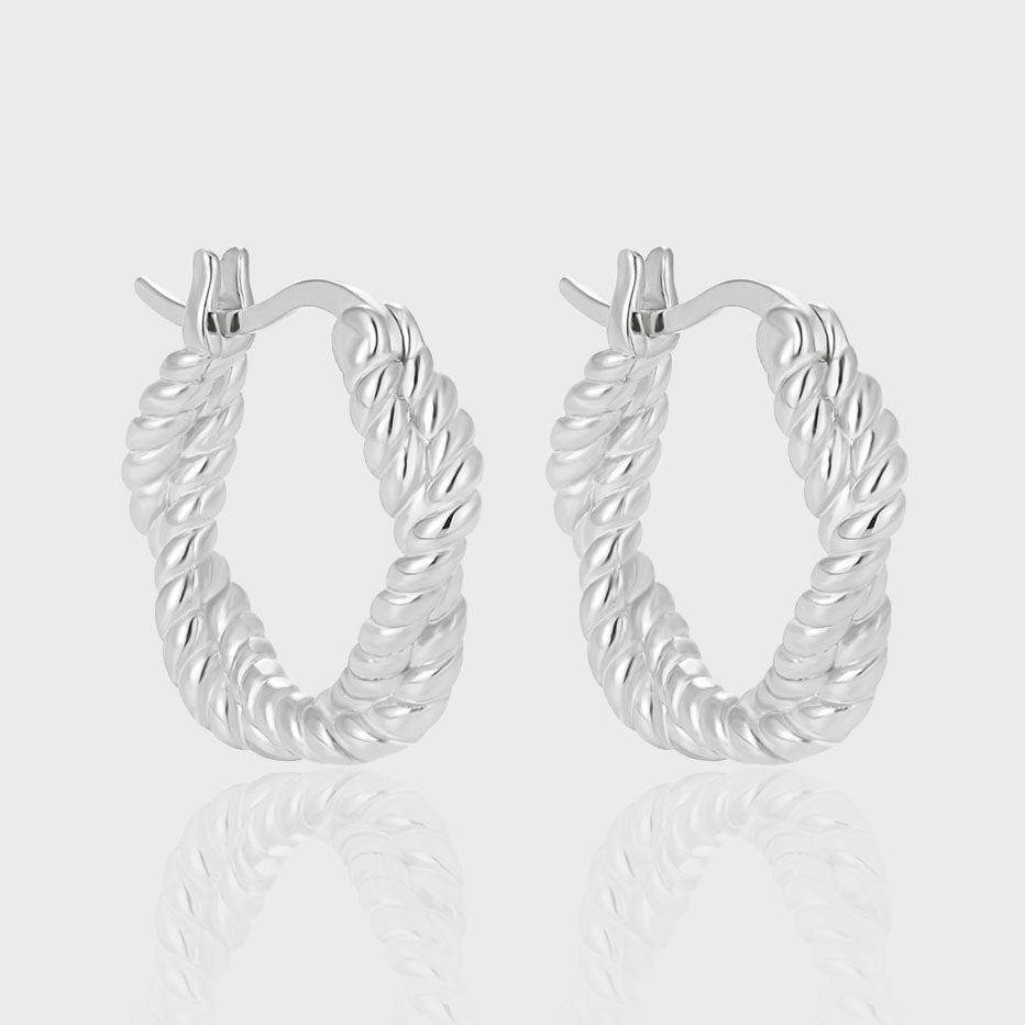 18k Gold Plated Braid Hoop Earrings