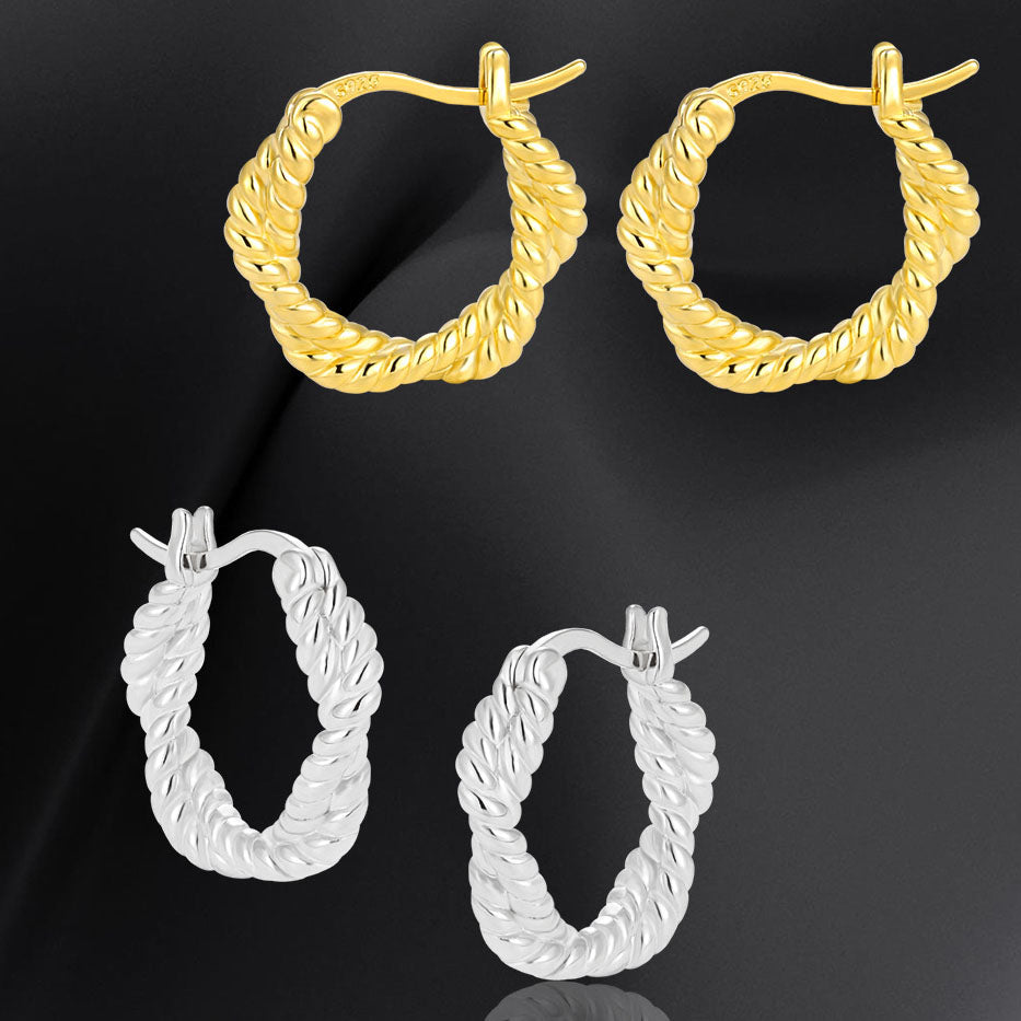 18k Gold Plated Braid Hoop Earrings