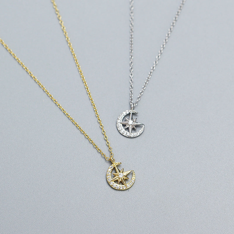 18k Gold Plated Star and Crescent Moon Necklace