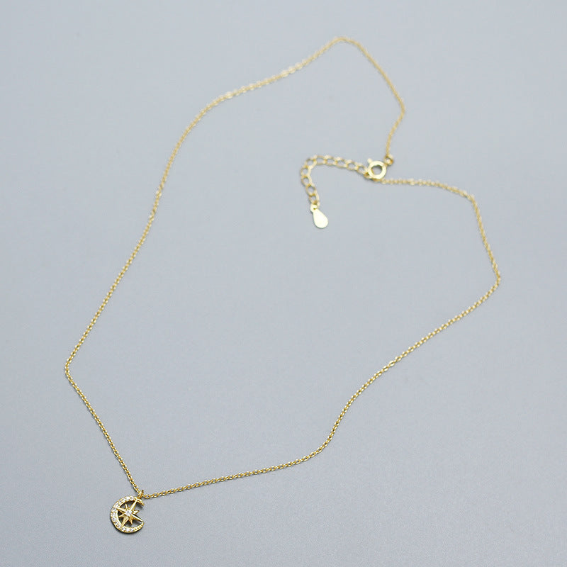 18k Gold Plated Star and Crescent Moon Necklace