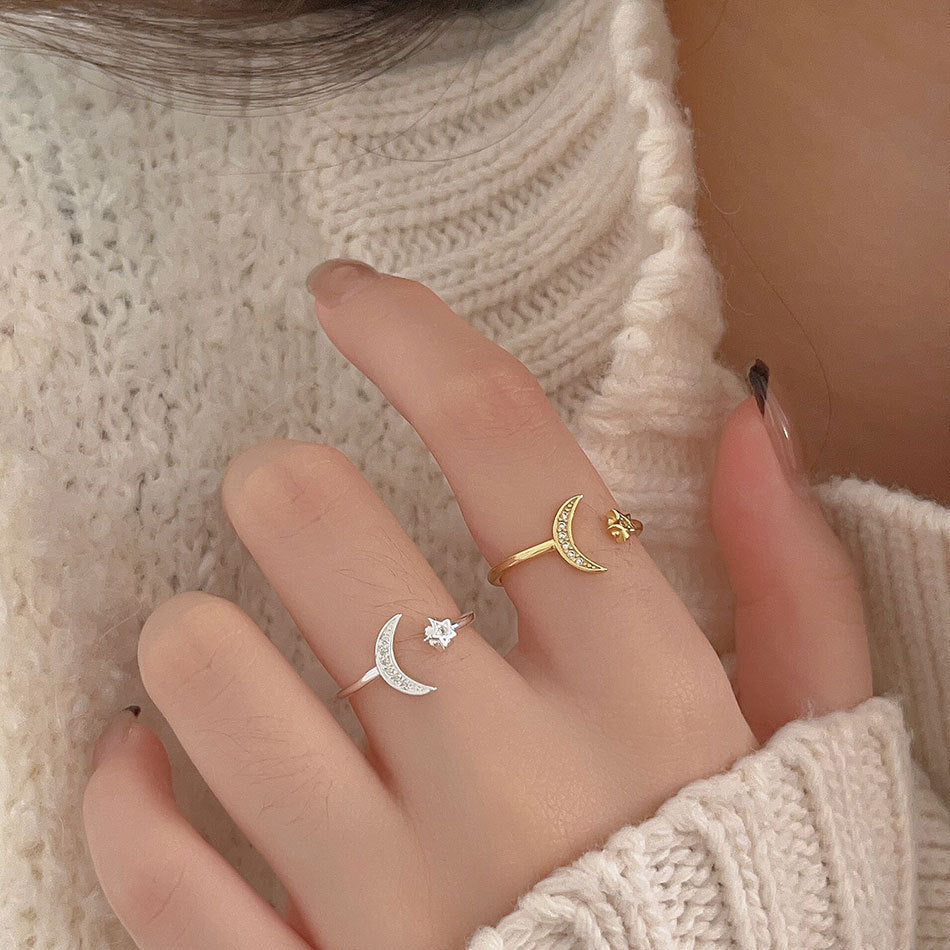 18k Gold Plated Star and Crescent Moon Ring