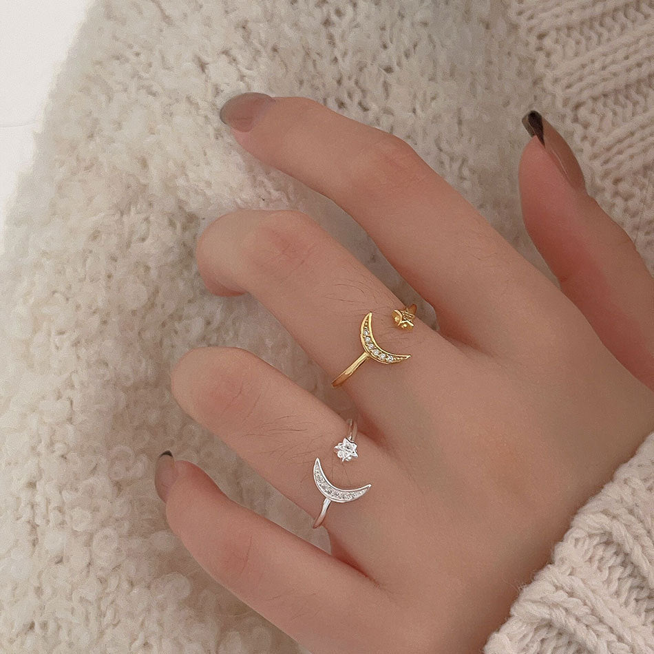 18k Gold Plated Star and Crescent Moon Ring