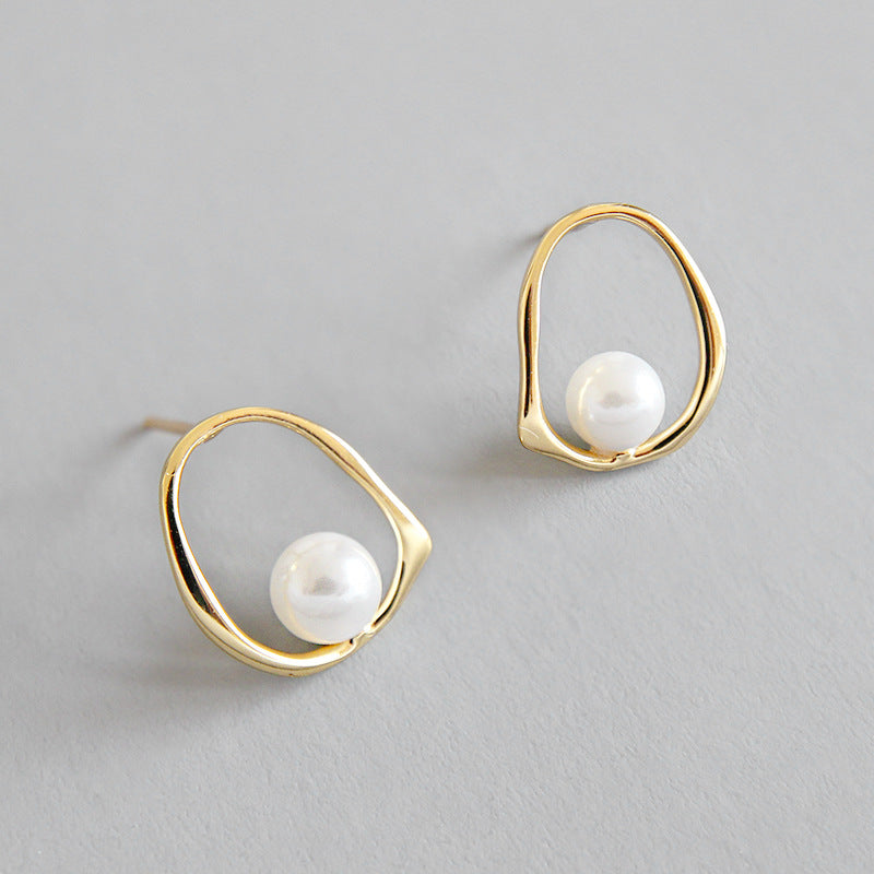 18k Gold Plated Harmony Circle Pearl Earrings