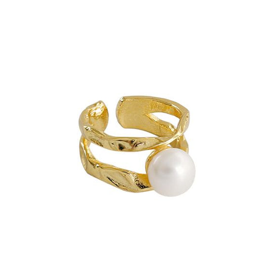 18k Gold Plated Solitary Pearl Ring