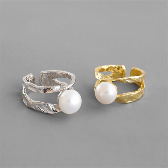 18k Gold Plated Solitary Pearl Ring