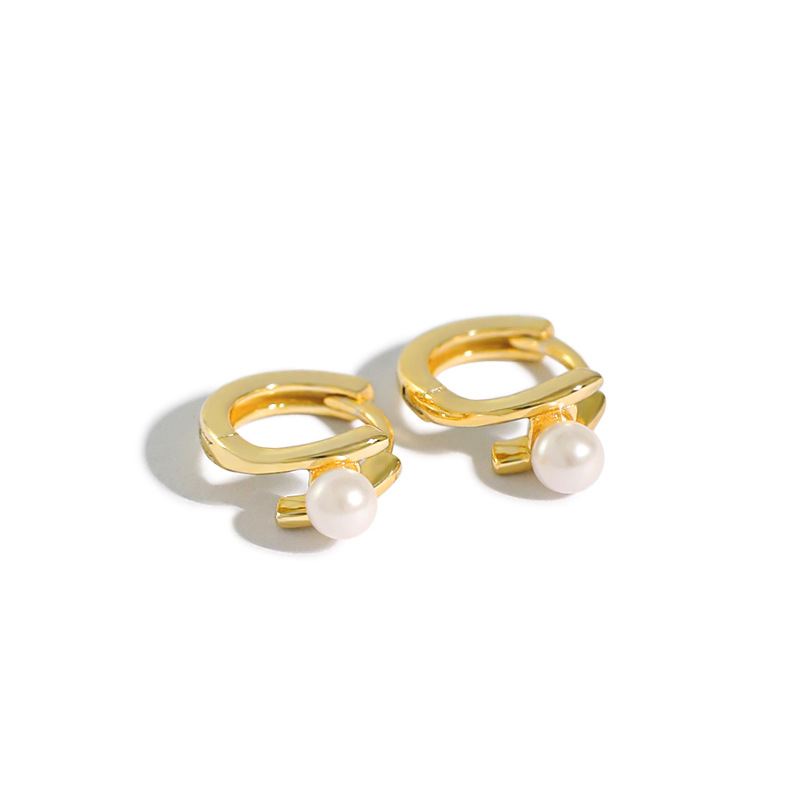 18k Gold Plated Pearl Hoop Earrings