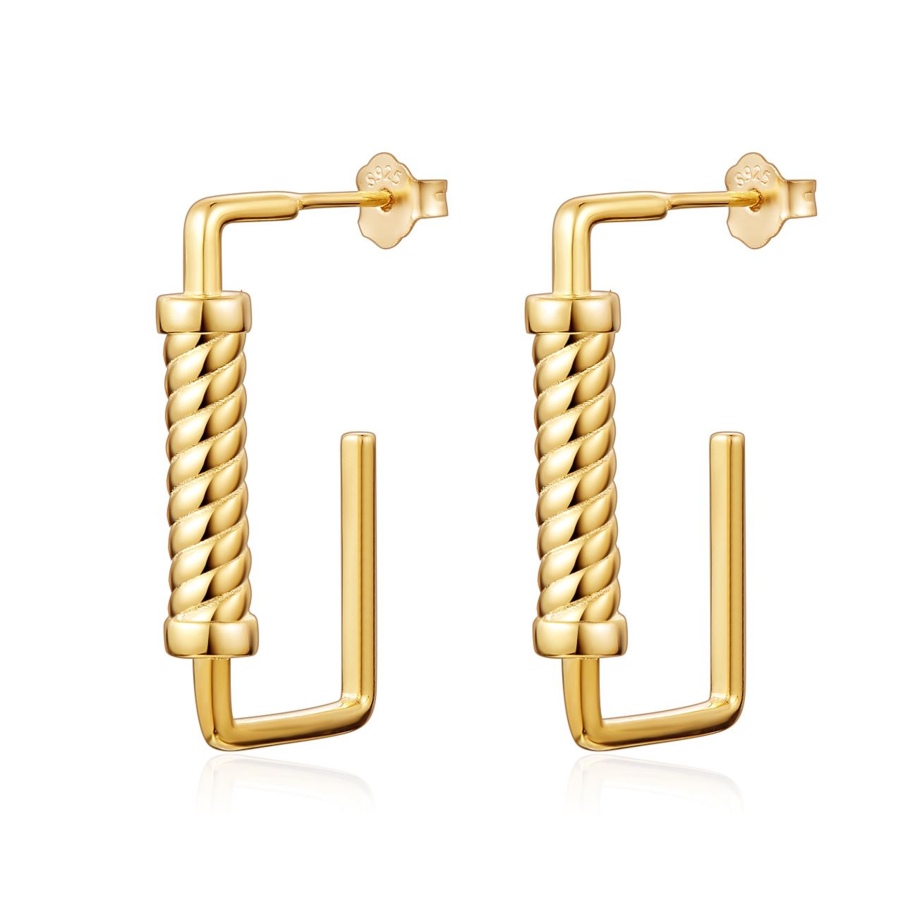 18k Gold Plated Architectural Dangling Earrings