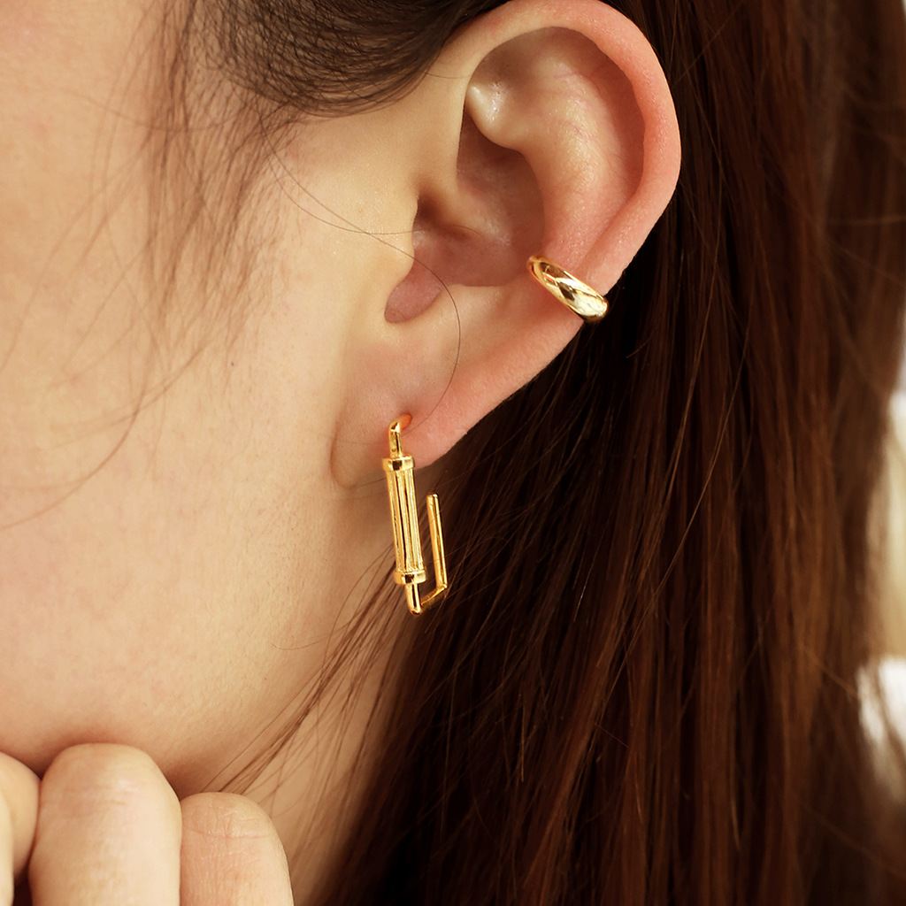 18k Gold Plated Architectural Dangling Earrings