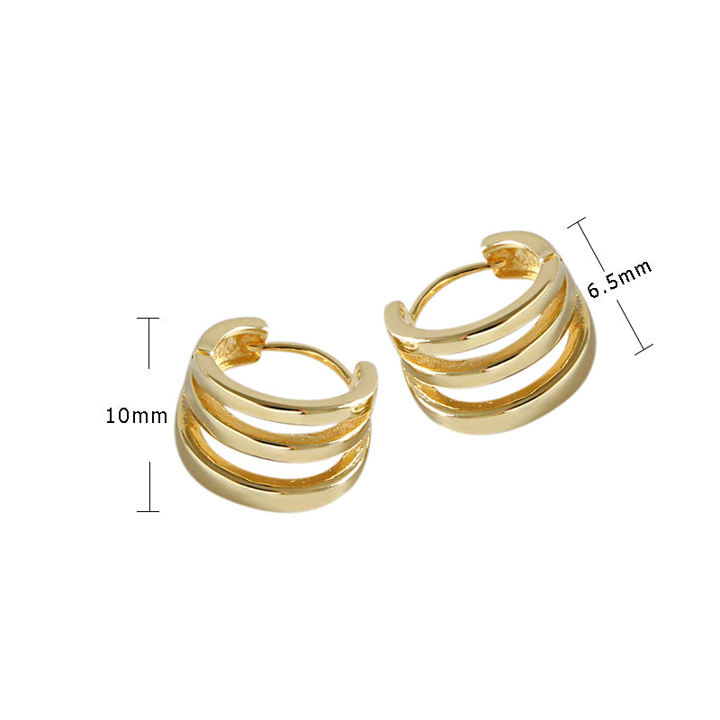 18k Gold Plated Three Ring Hoop Earrings