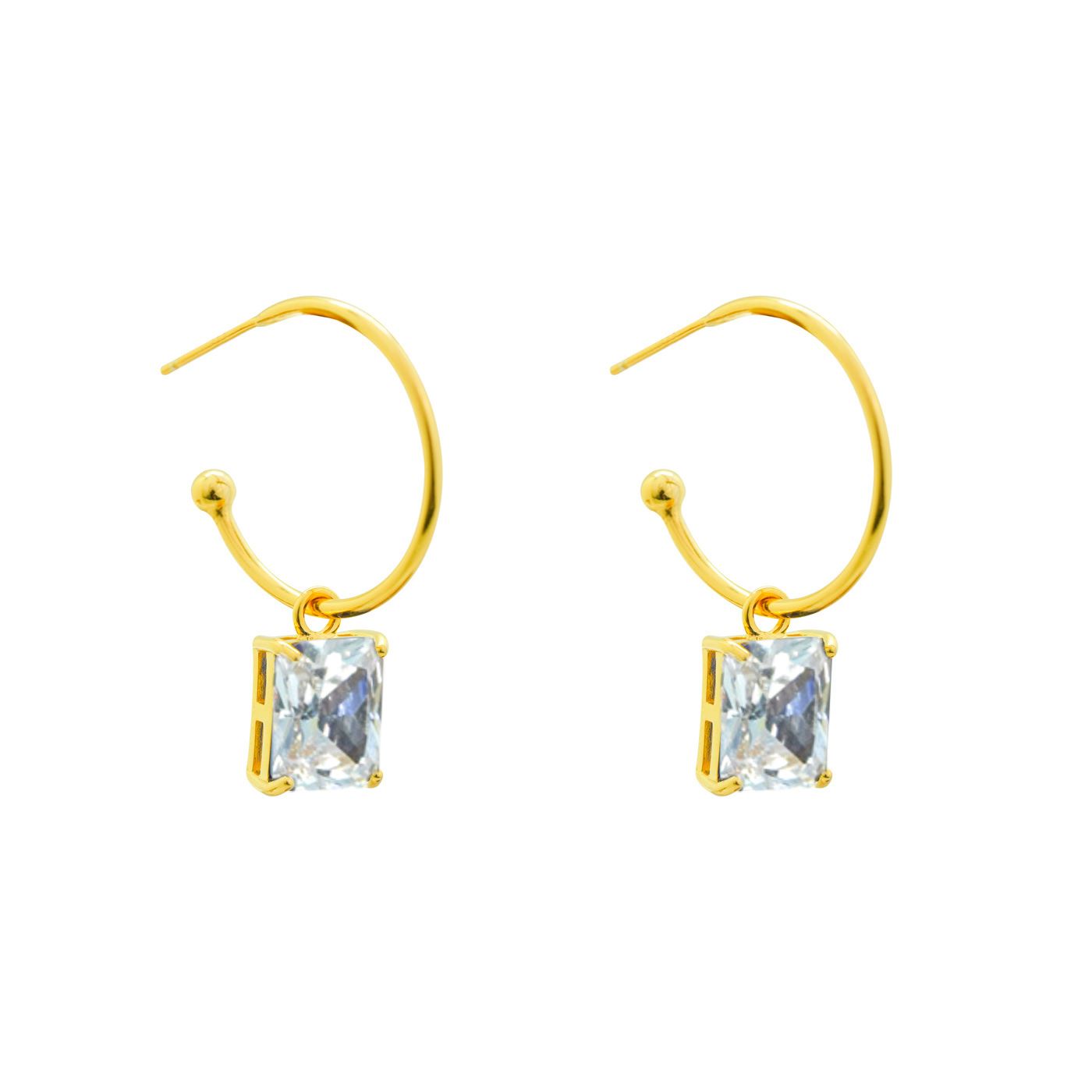 18k Gold Plated Rectangle Hoop Earrings